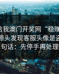 有人私信我澳门开奖网“稳赚”链接，我追到源头发现客服头像是盗图：一句话：先停手再处理