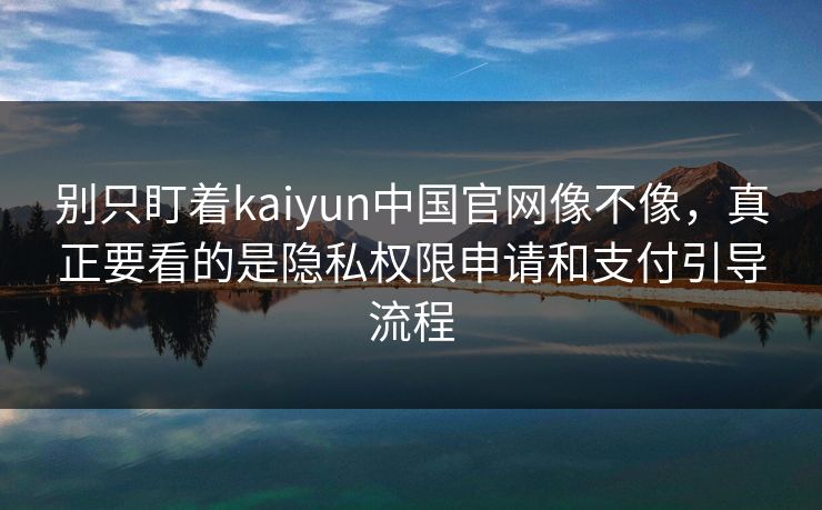 别只盯着kaiyun中国官网像不像，真正要看的是隐私权限申请和支付引导流程