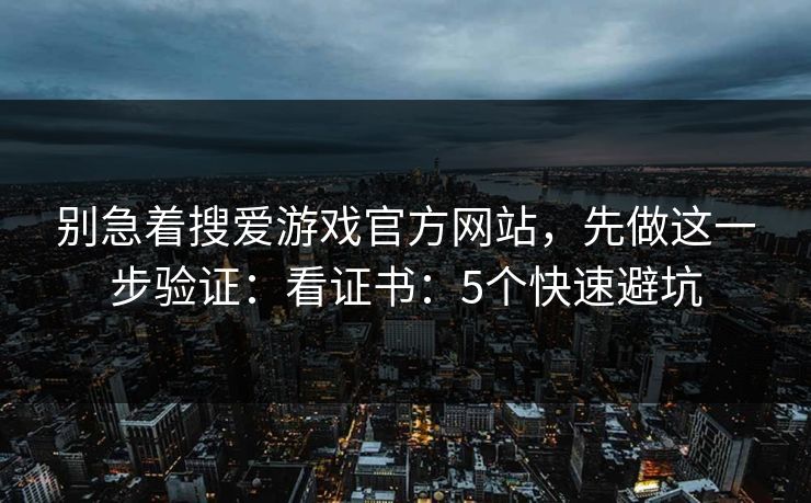 别急着搜爱游戏官方网站，先做这一步验证：看证书：5个快速避坑