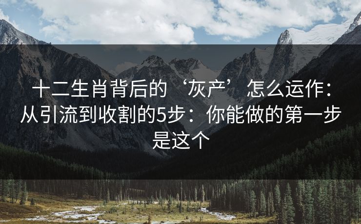 十二生肖背后的‘灰产’怎么运作：从引流到收割的5步：你能做的第一步是这个