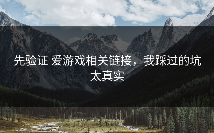 先验证 爱游戏相关链接，我踩过的坑太真实