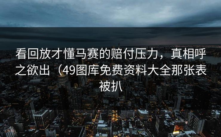 看回放才懂马赛的赔付压力，真相呼之欲出（49图库免费资料大全那张表被扒